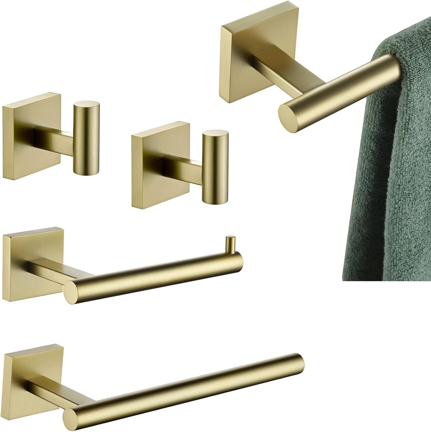 KOKOSIRI Juego de accesorios de baño de 5 piezas que incluye toallero de 24 pulgadas, soporte para toallas de 10 pulgadas, soporte para papel