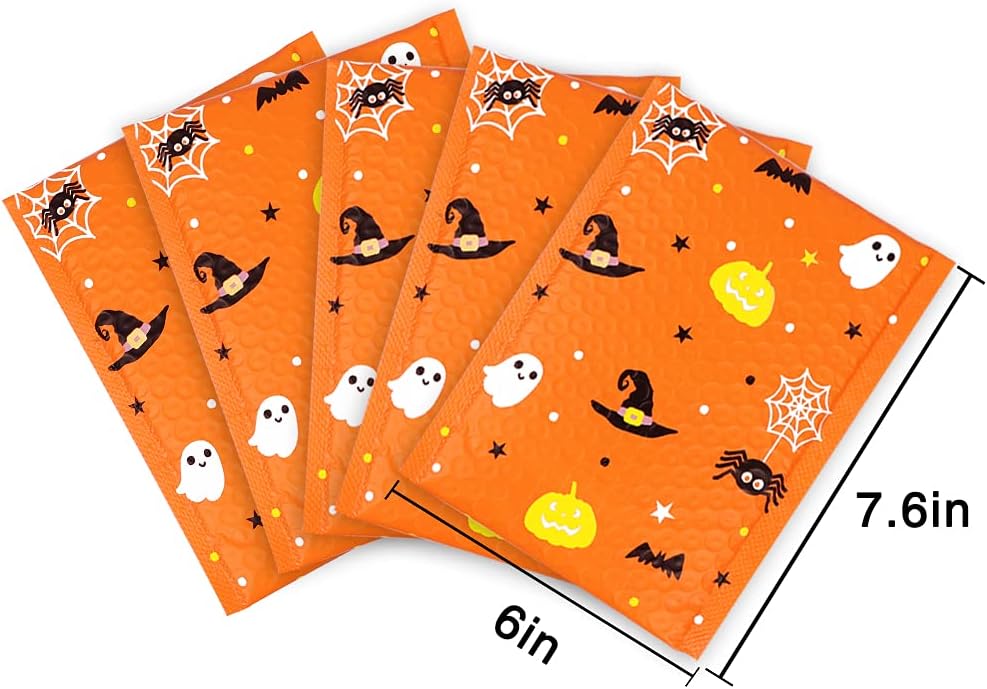 25 sobres de burbujas de Halloween, sobres acolchados de polietileno de Halloween, bolsas de burbujas para compras (6 x 10 pulgadas)