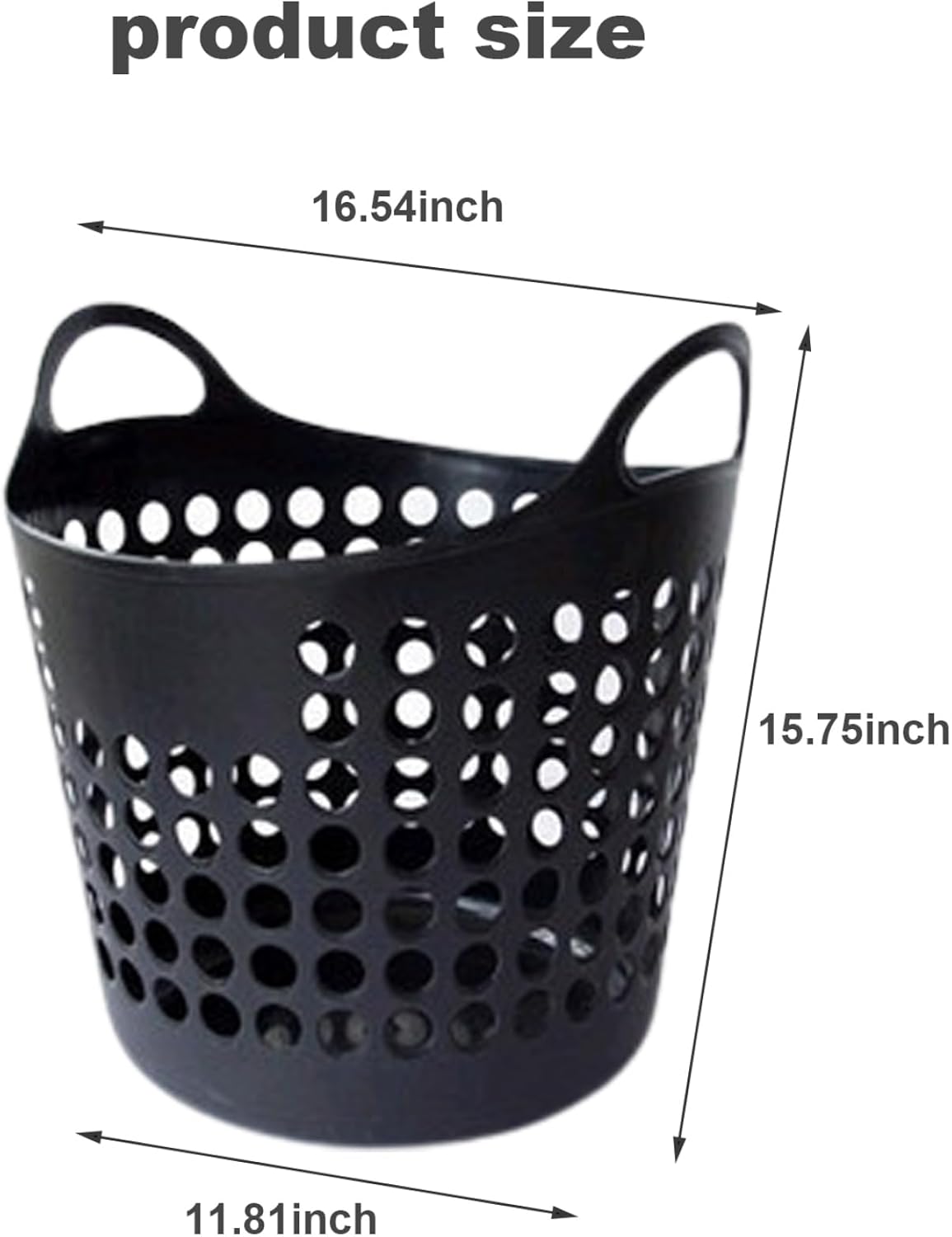 Cestas de lavandería con asa de 11.81 x 15.75 x 16.54 pulgadas, huecas, flexibles, lavables, apilables, de boca ancha, para baño, dormitorio
