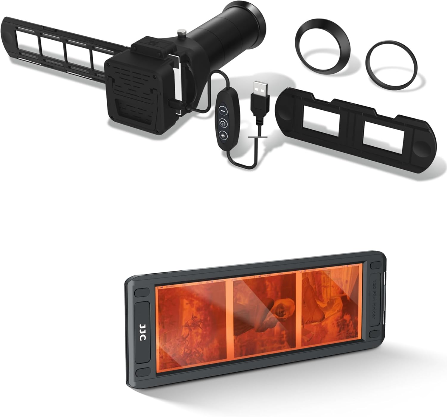 Juego de adaptadores de digitalización de película + 120 soportes para fotos juego de película negativa de 1.378 in con 120 soportes de película