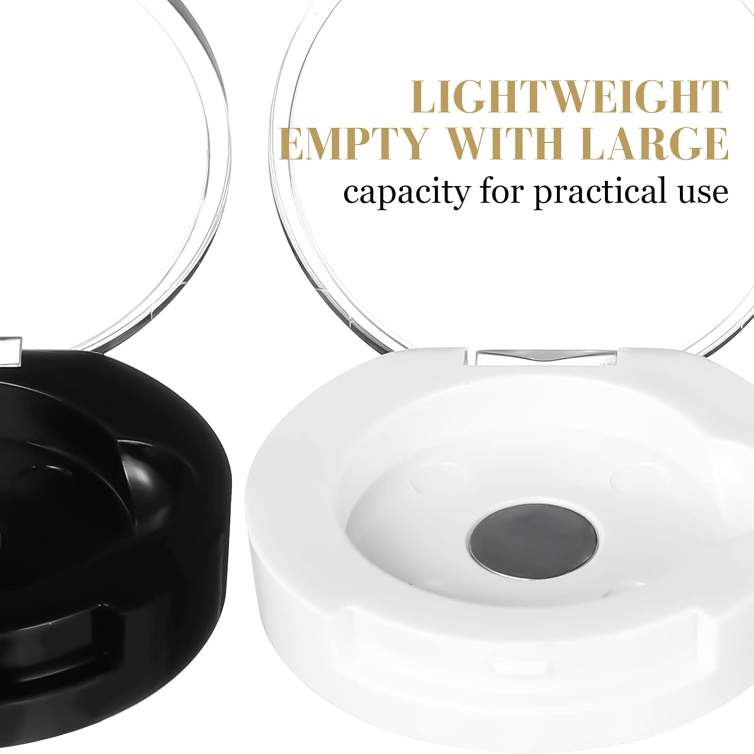 Beaupretty 4 unids sola sombra de ojos caso redondo imanes vacío maquillaje contenedor para cosméticos polvo negro blanco