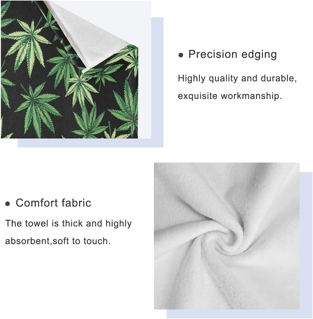 Juego de 3 toallas de baño de hojas verdes, toallas de mano absorbentes, de algodón puro, toallas faciales de playa, extra grandes, para mujeres,