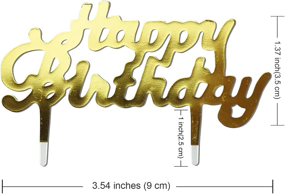 SaktopDeco 50 piezas de plástico dorado pequeño para cupcakes de cumpleaños para fiestas temáticas, postres y decoración de mesa