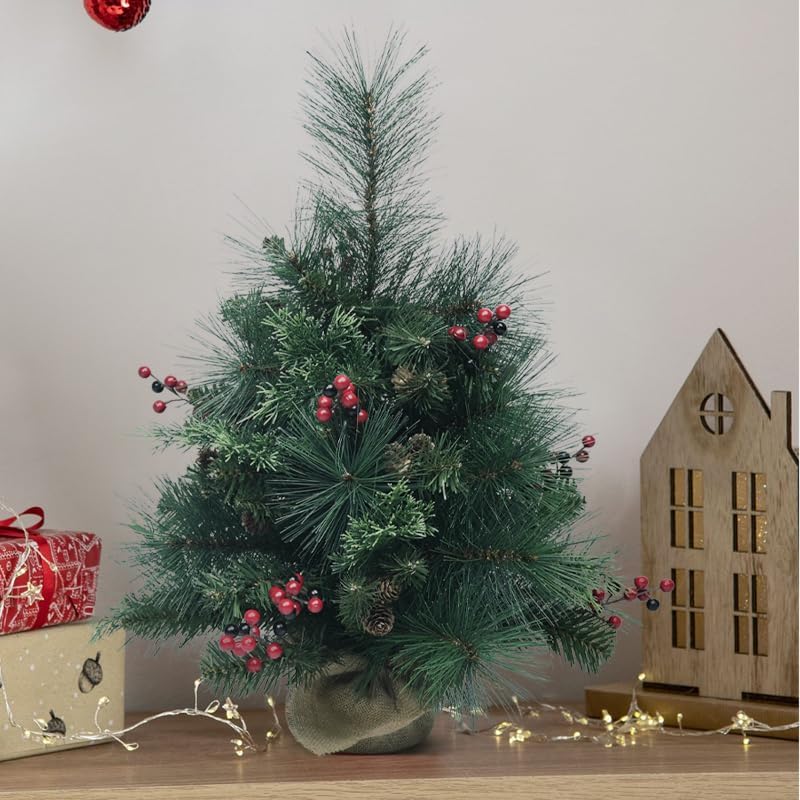 Árbol de Navidad pequeño de 3 pies con 172 puntas de rama, aguja de mano, mini árbol mixto de polietileno y PVC, árboles de Navidad artificiales de