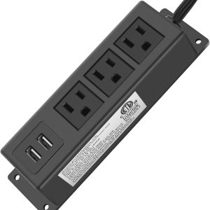 CCCEI Regleta de toma de corriente de montaje en pared con USB, enchufe plano grande para colocar debajo del escritorio, regleta de alimentación de CCCEI Regleta de toma de corriente de montaje en pared con USB, enchufe plano grande para colocar debajo del escritorio, regleta de alimentación de