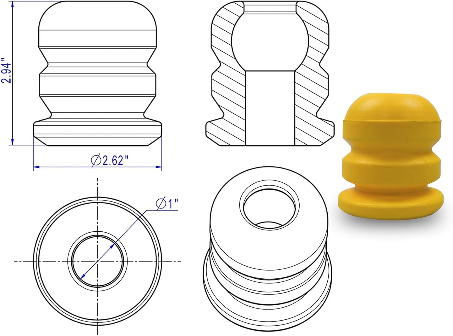 Tope trasero de tope, parachoques de junta de eje para Wrangler JK 2007-2018 (1 par)