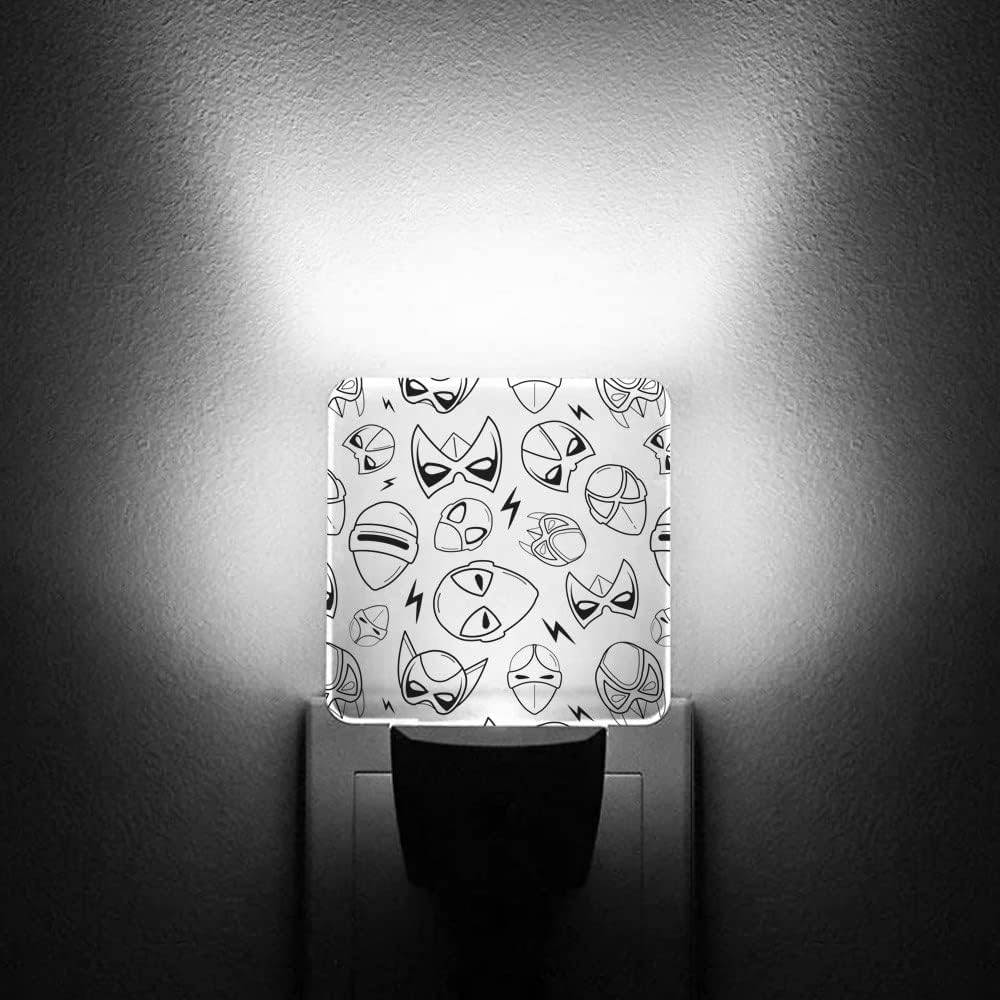 Paquete de 2 luces LED de noche (patrón de superhéroe) Lámpara de noche enchufable con sensor de atardecer a amanecer, para habitación de niños,