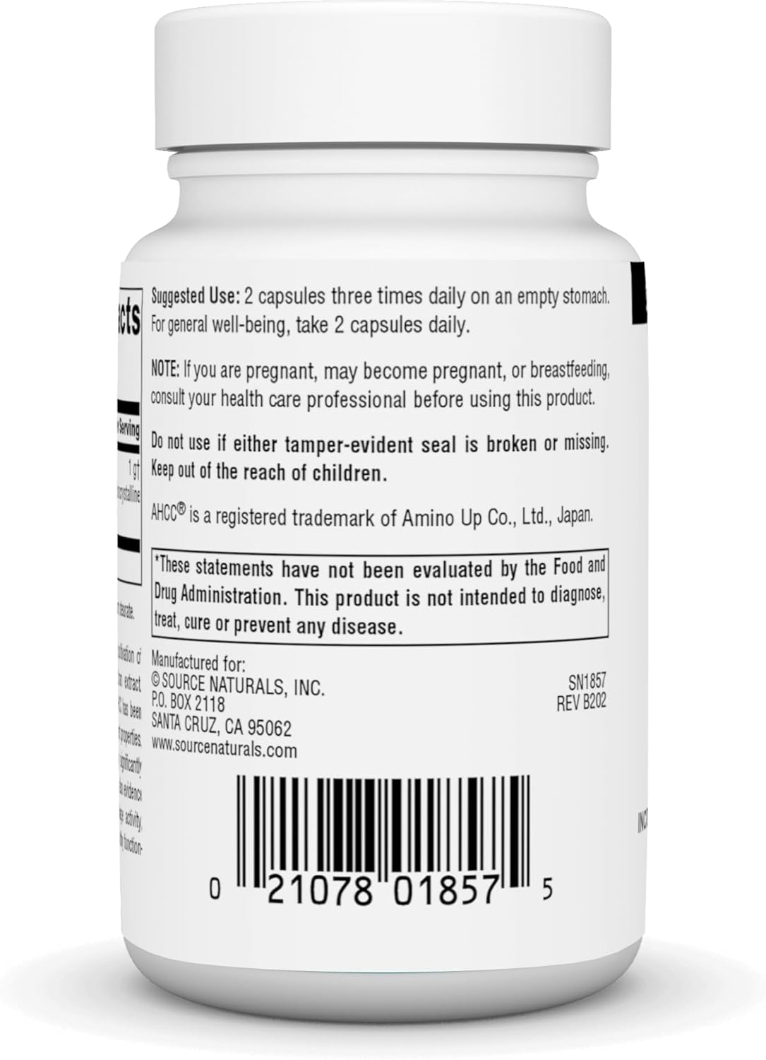 Source Naturals AHCC 500 mg aumenta la actividad natural de las células asesinas – 30 cápsulas
