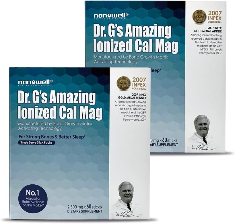 Dr G’s Amazing – Suplemento de calcio ionizado Calmag Bone Health – 60 barras x 2 paquetes durante 4 meses (120 unidades)