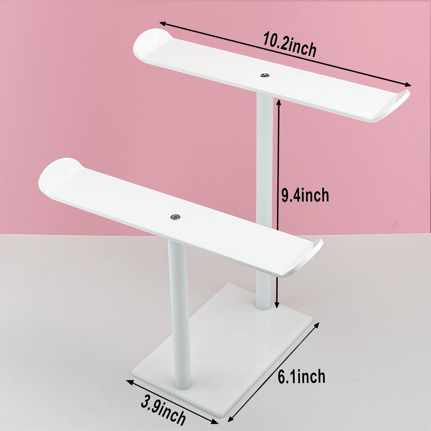 Bigfety Soporte para diadema, soporte organizador de diadema acrílica, almacenamiento de accesorios para el cabello (2 niveles y 2 paneles)