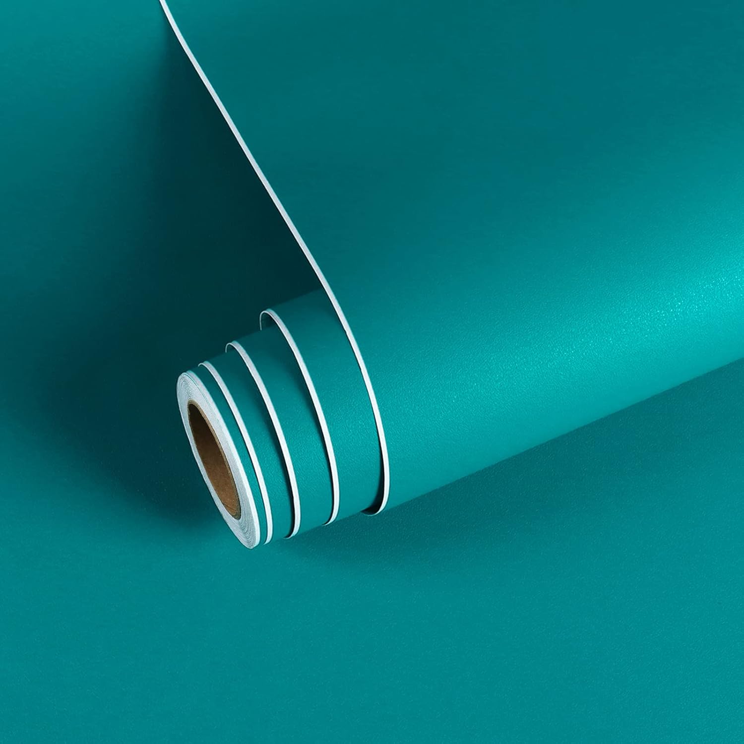 VEELIKE Papel tapiz azul turquesa, color liso, para despegar y pegar, 15.7 x 354 pulgadas, papel adhesivo azul mate, autoadhesivo, impermeable,