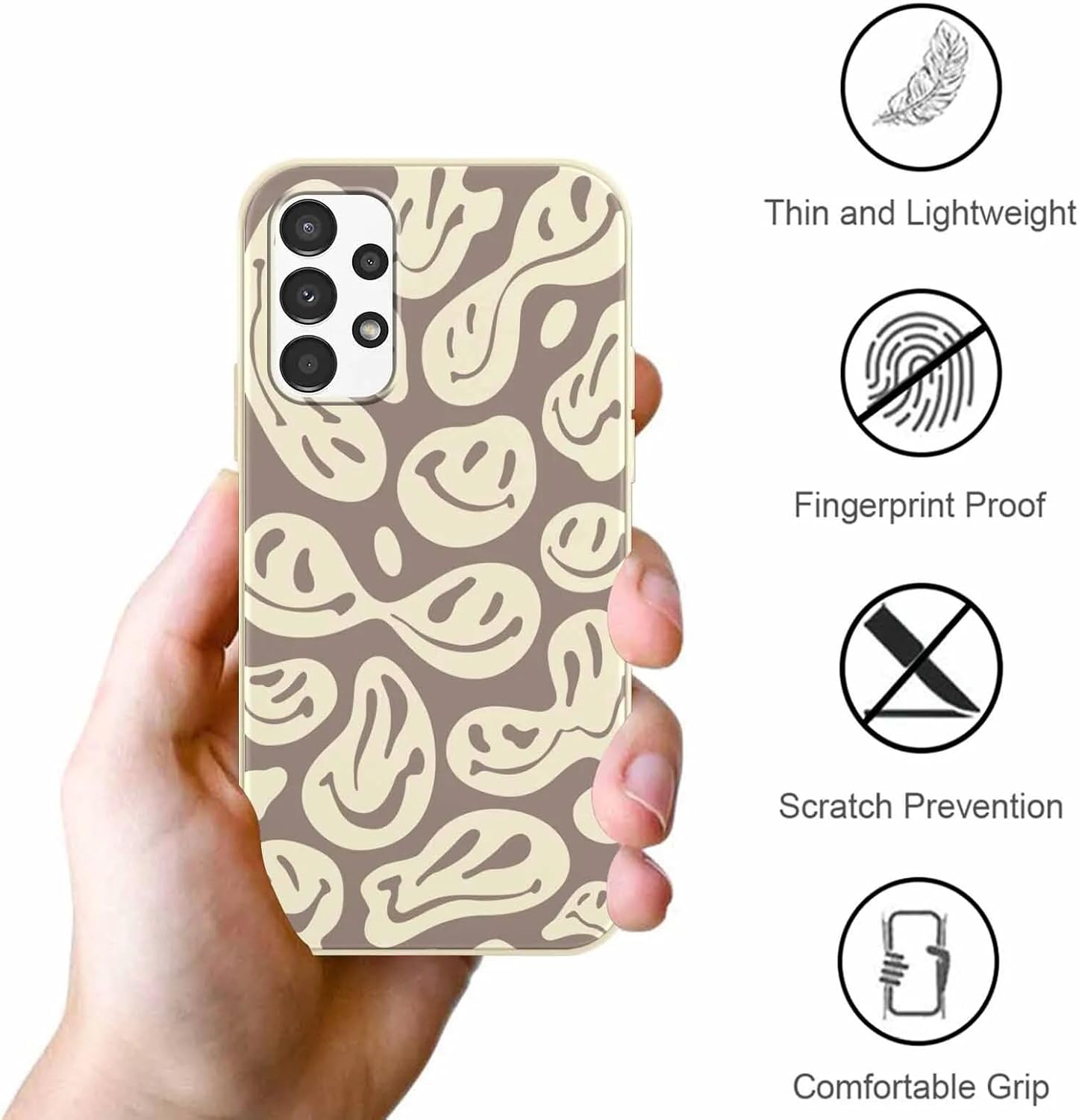 RUMDEY Paquete de 2 fundas de teléfono para Samsung Galaxy A32 5G de 6.5 pulgadas, diseño de sonrisa linda, silicona suave, delgada, TPU, a prueba