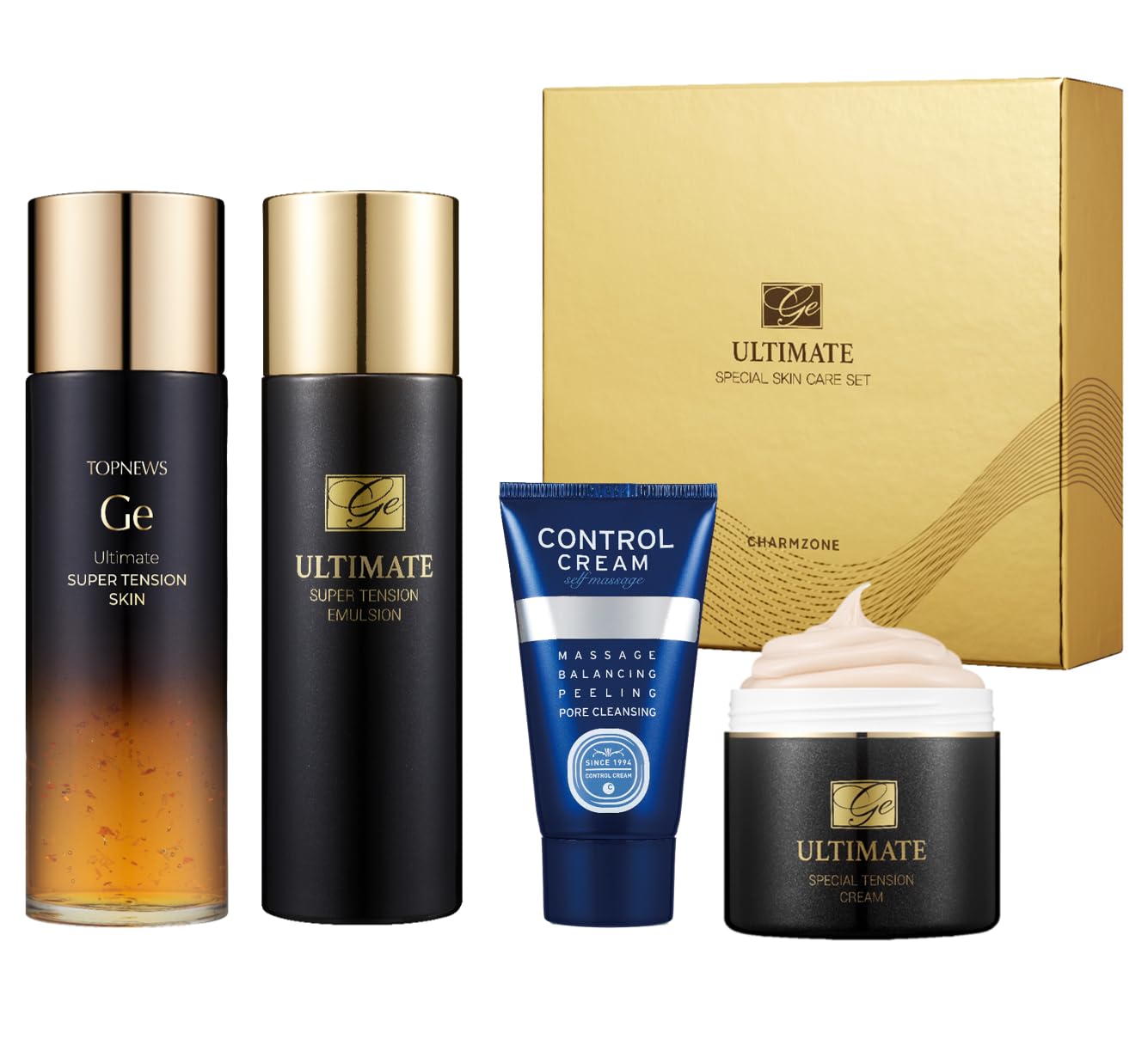 CHARMZONE TOPNEWS GE Ultimate Special Skin Care – Juego de 4 ceramidas de propóleo de abeja negra con ácido hialurónico para reafirmar y nutrir la