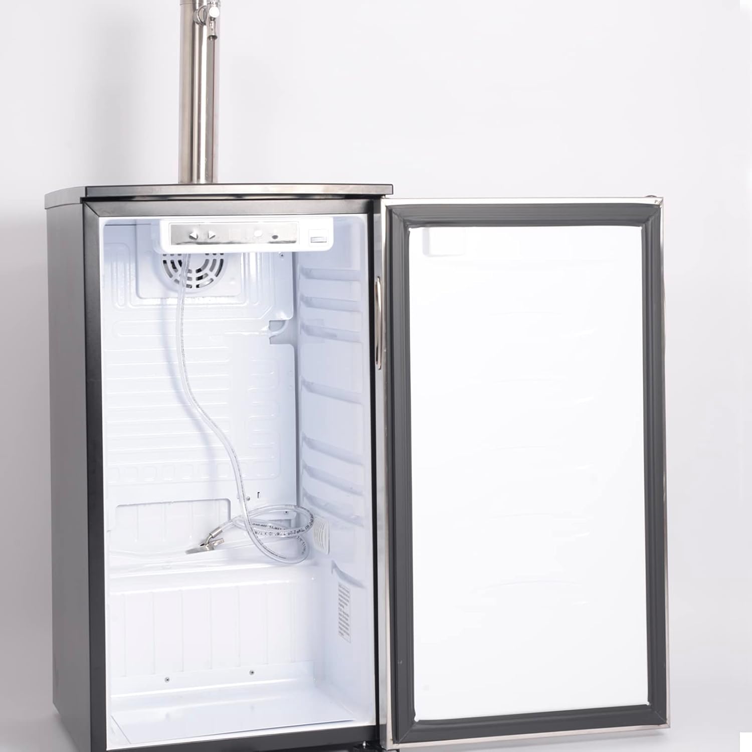 BHTOP Kegerator, dispensador de cerveza de barril, enfriador de bebidas de acero inoxidable, cilindro de CO2 montado, control de temperatura,