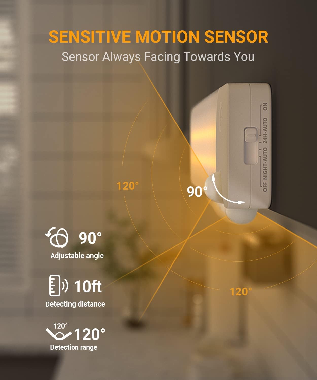 Lyridz 30 luces LED inalámbricas para debajo del gabinete con sensor de movimiento, ángulo de sensor de 0 a 90, luces recargables de 1500 mAh para