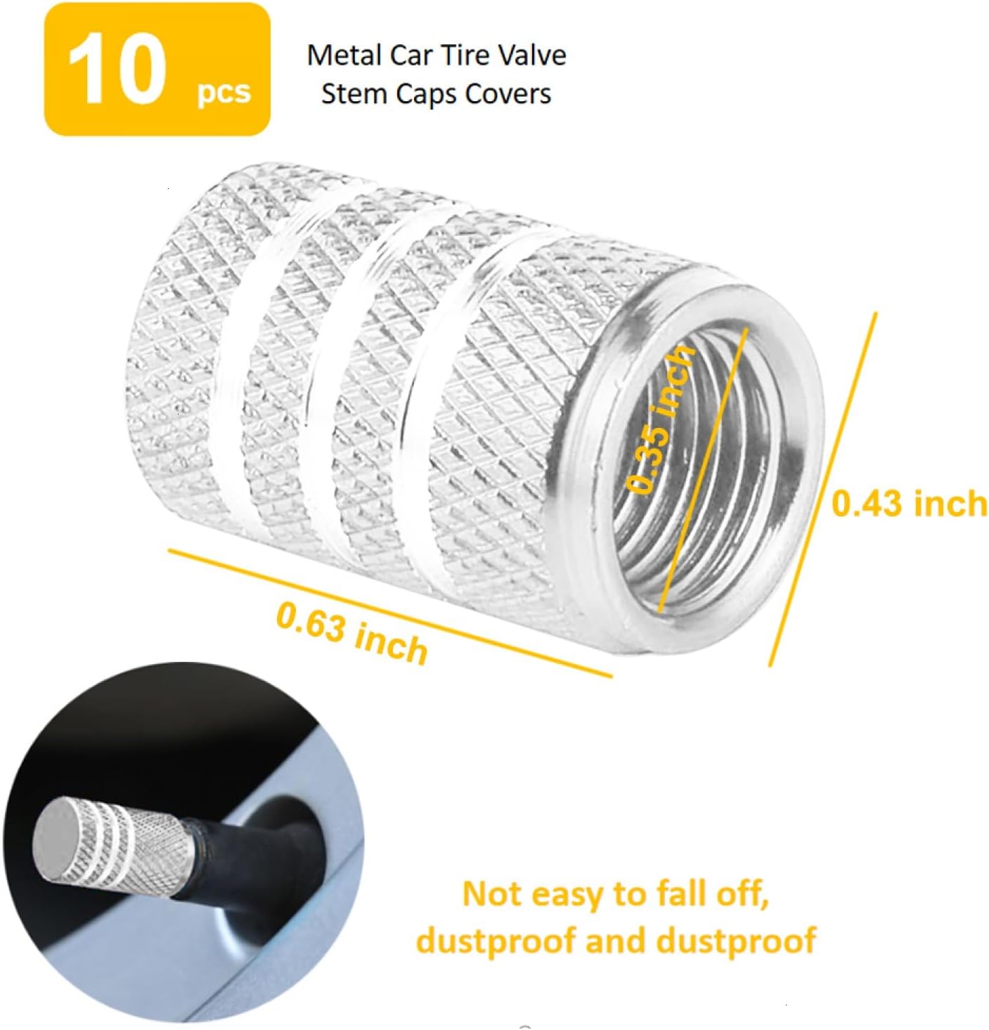 10 tapas de metal resistentes a la corrosión para válvulas de neumáticos de automóvil, universales, para automóviles, SUV, camiones, motocicletas y