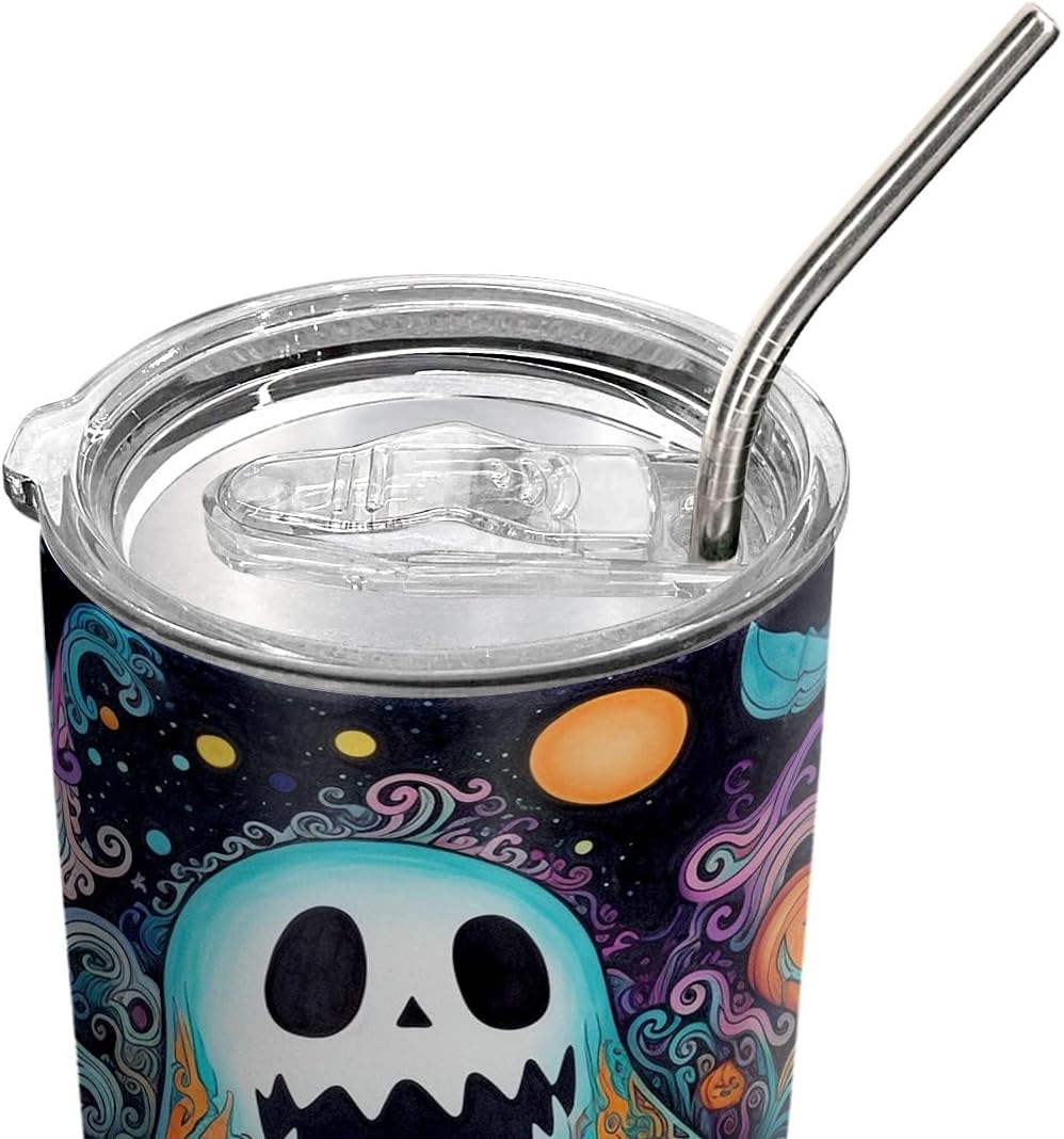 Vaso de Halloween de 20 onzas, con diseño de fantasma Boo Boo, Trick or Treat, vaso de fantasma de calabaza, taza de viaje aislada con tapa, termo