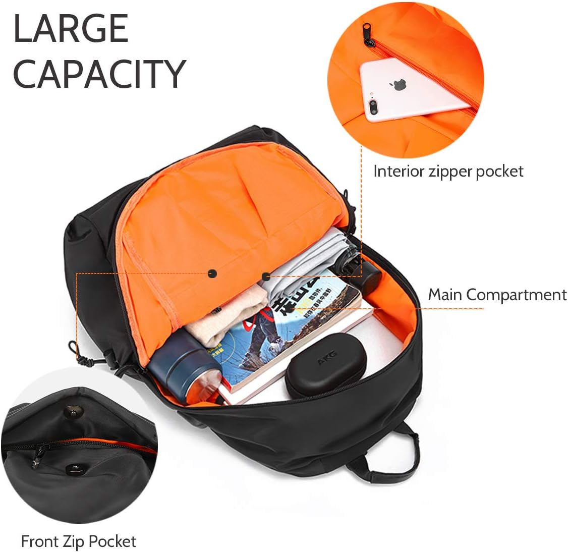 LAORENTOU Mochila de cuero para hombre, mochilas para laptop, mochila de negocios para hombre, 15 ” a 17 ” bolsas de viaje para hombres, Negro 1,