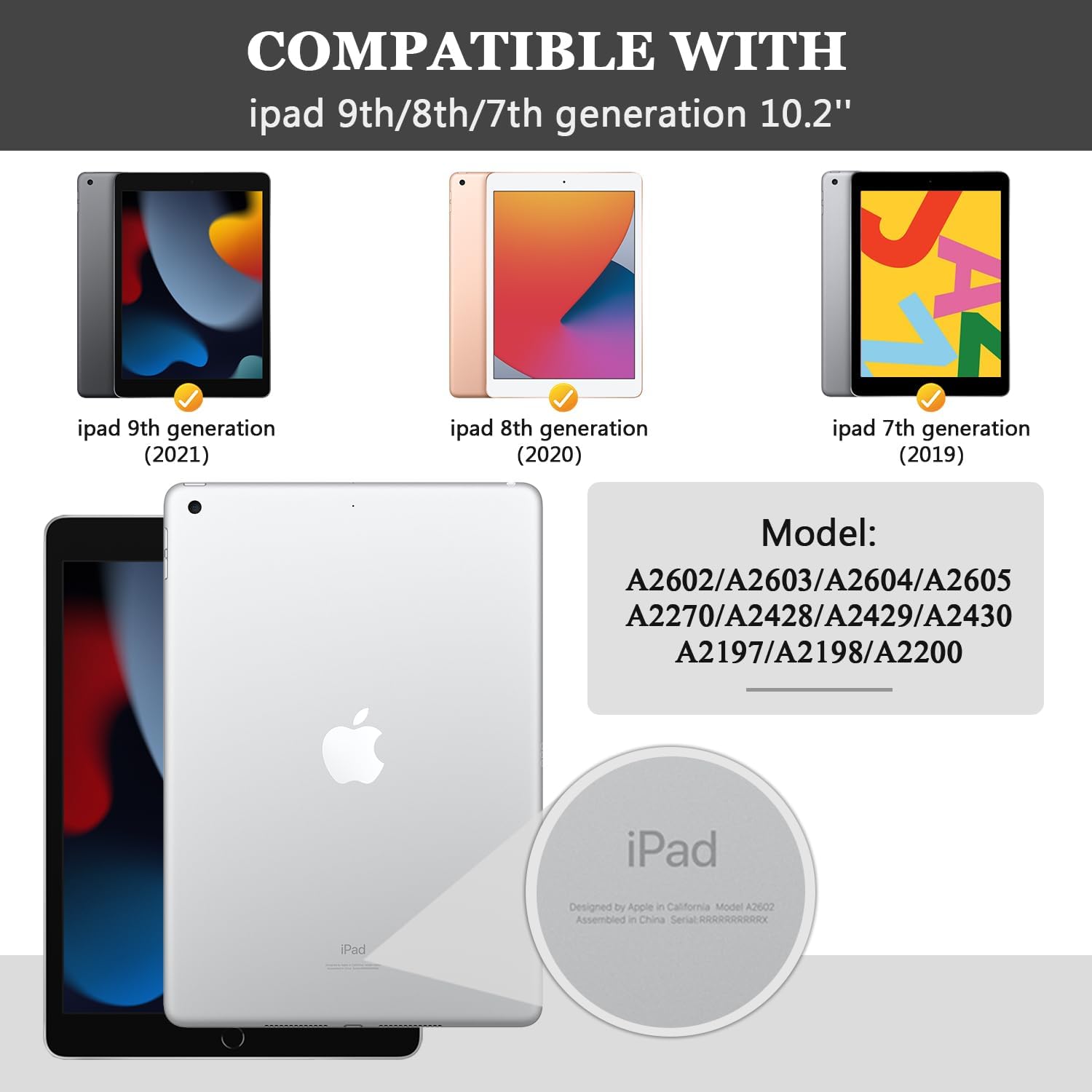 OKP Funda para iPad de 987 generación (202120202019), iPad de 10.2 pulgadas con soporte triple, funda delgada para iPad de 987 generación con