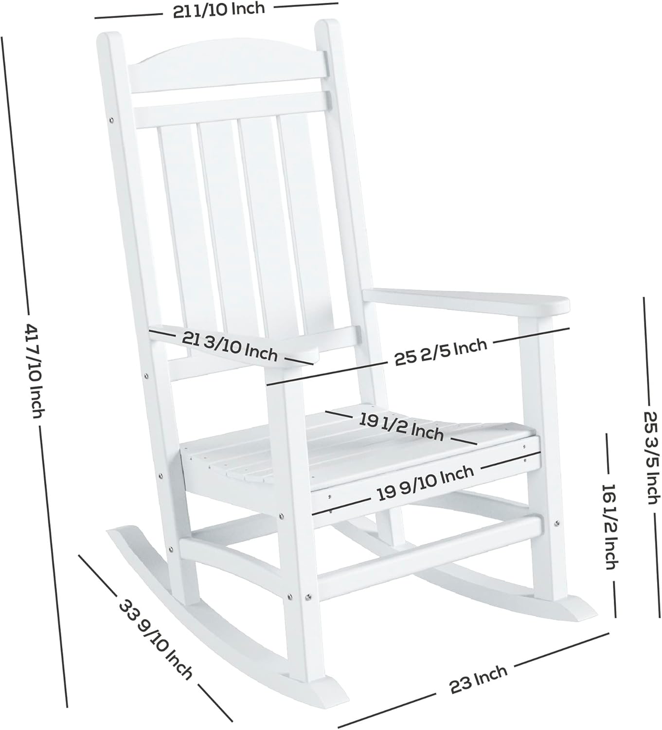 WestinTrends Malibu – Mecedora para exteriores, para todo tipo de clima, de madera de polietileno Adirondack con respaldo alto, soporte de 350