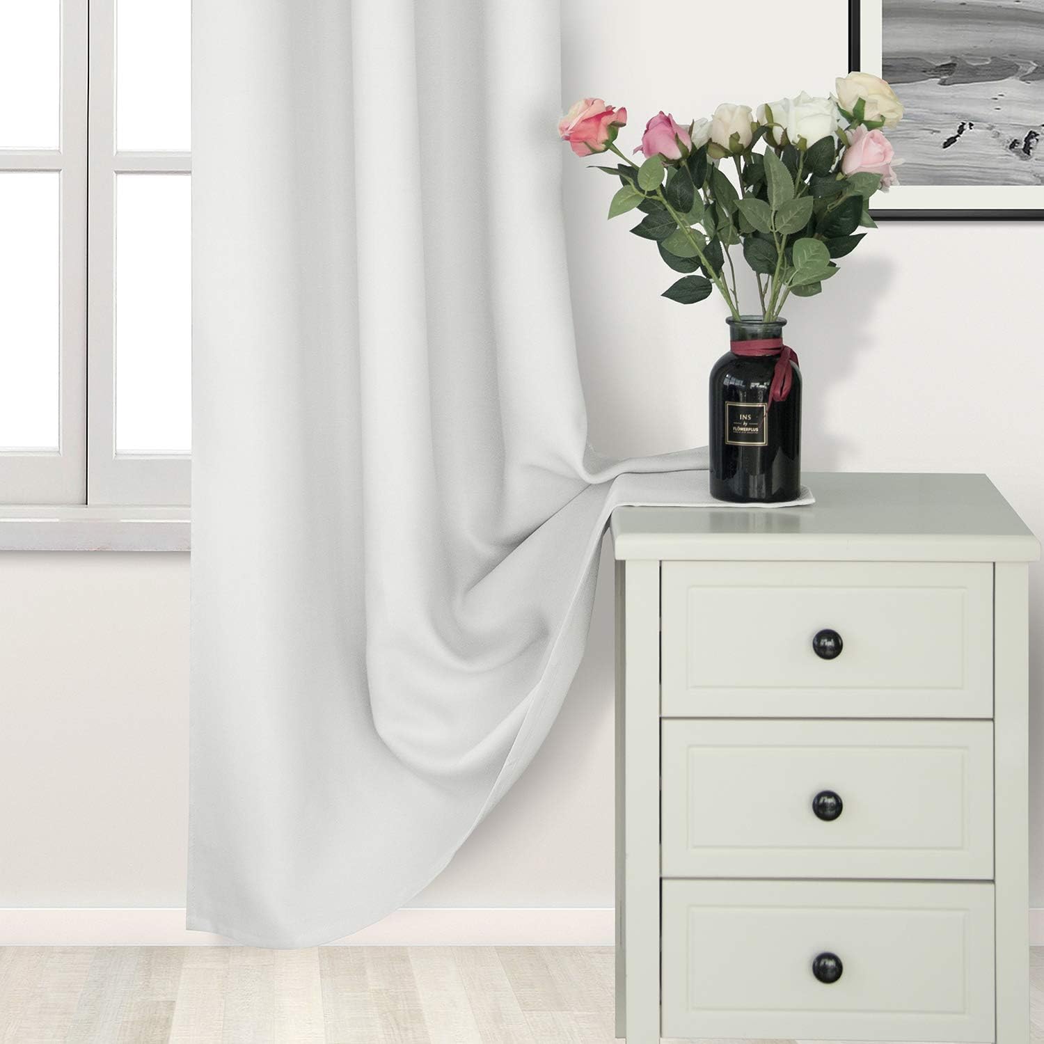 DWCN Cortinas opacas para dormitorio, oscurecimiento, aislamiento térmico, cortinas gruesas que bloquean la luz, juego de 2