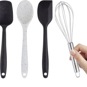 Cook With Color Juego de cinco mini utensilios de cocina  Herramientas de cocina de silicona, batidor, pinzas, espátula, cuchara y cuchara (negro y Cook With Color Juego de cinco mini utensilios de cocina  Herramientas de cocina de silicona, batidor, pinzas, espátula, cuchara y cuchara (negro y