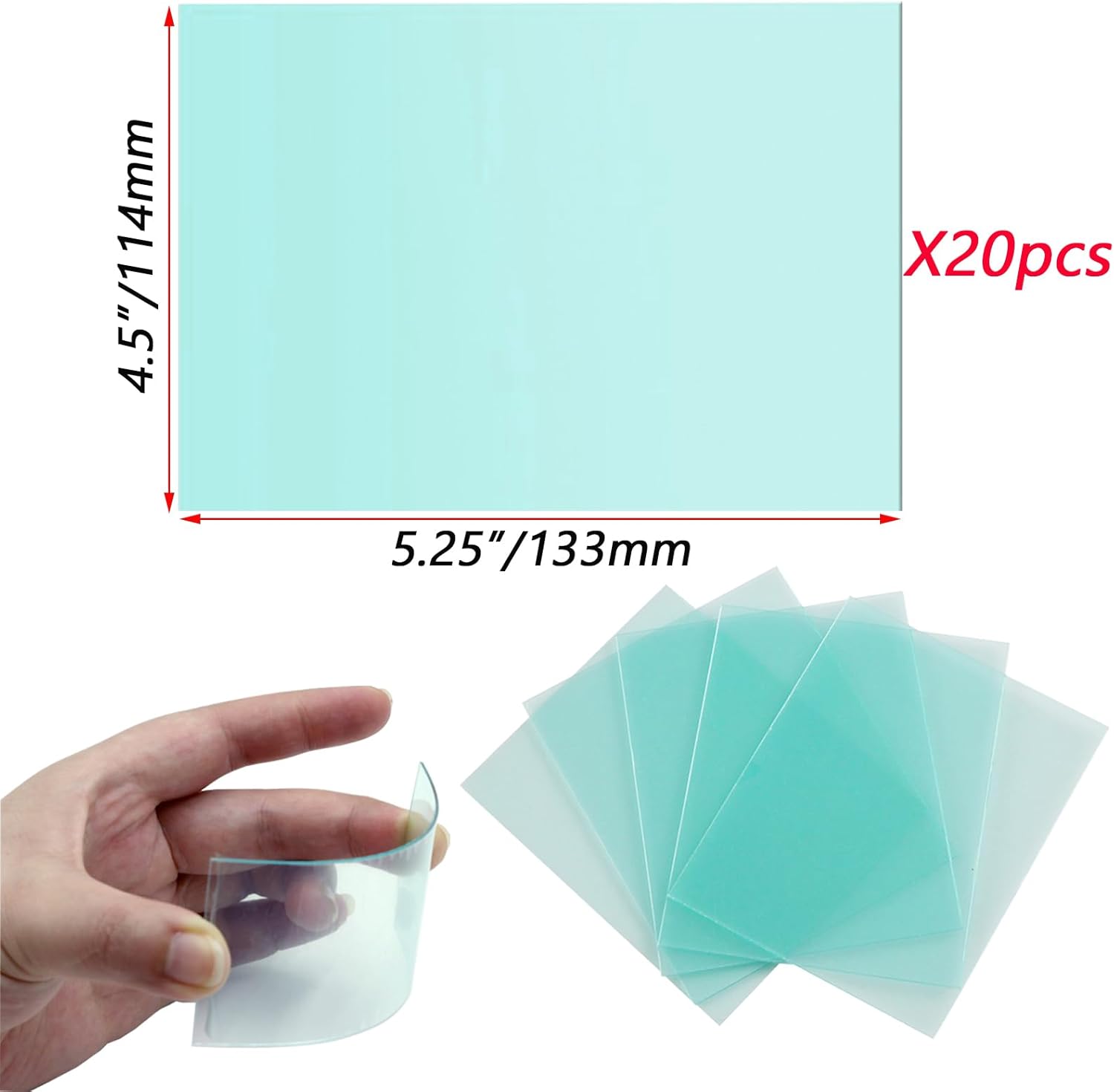 20 lentes de repuesto para lentes de protección de soldadura, 4.5 x 5.25 x 0.04 pulgadas, fundas de lente transparentes para casco de soldadura para
