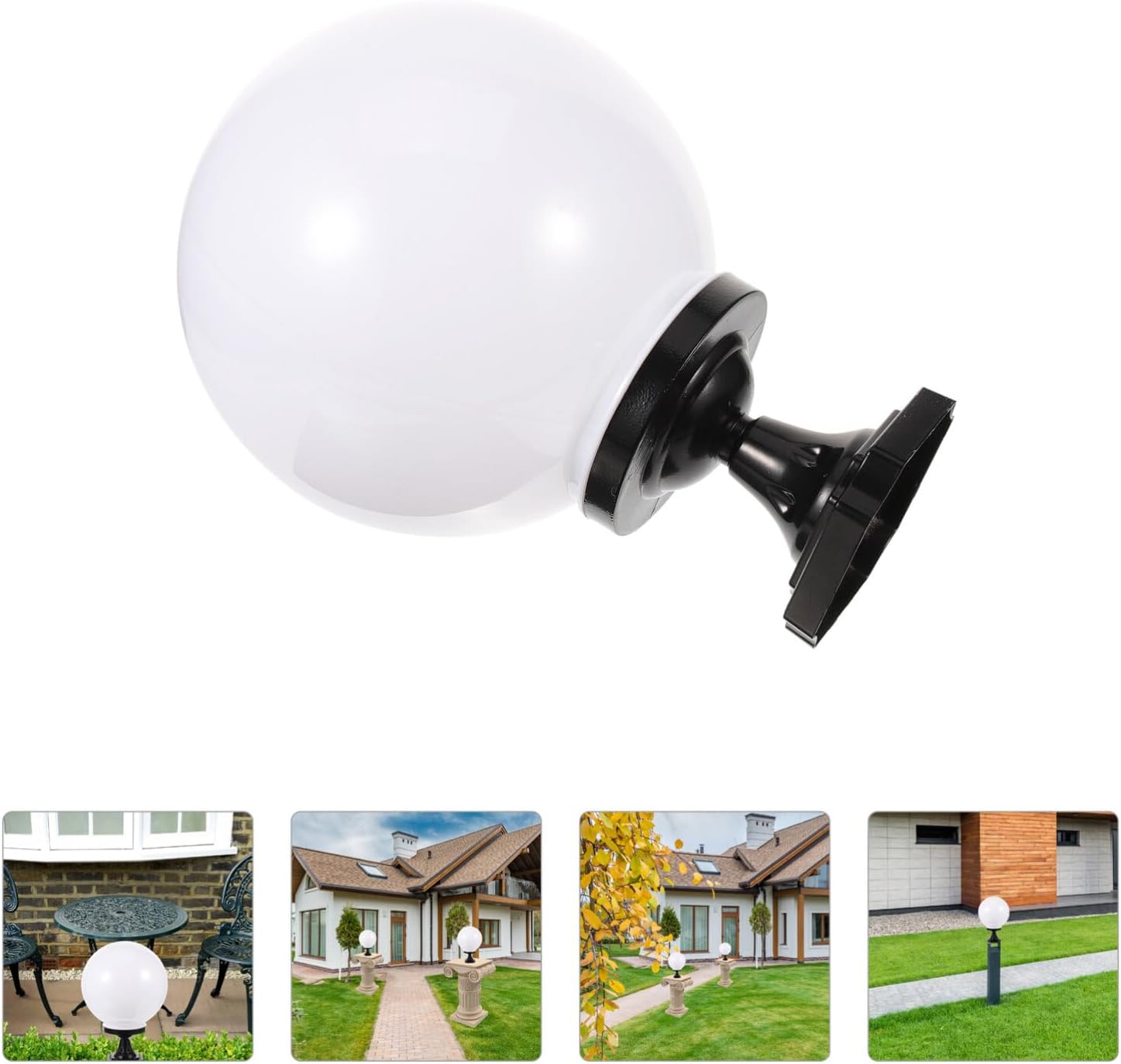 GANAZONO Lámpara de acrílico con juego de zócalos de 9.8 pulgadas, lámpara de globo de montaje en poste de 9.8 pulgadas, linterna exterior para