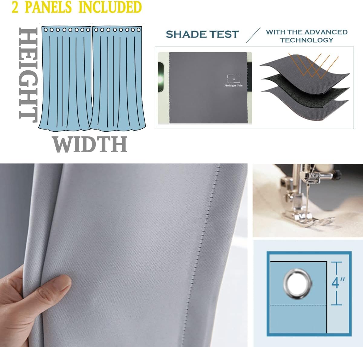 YANFENQI Curtains Black Out Black and White Lines Concise Door Beads Curtains Cortinas para Ventanas De Cuarto 63Inch Width by 80Inch Length,2 Panels