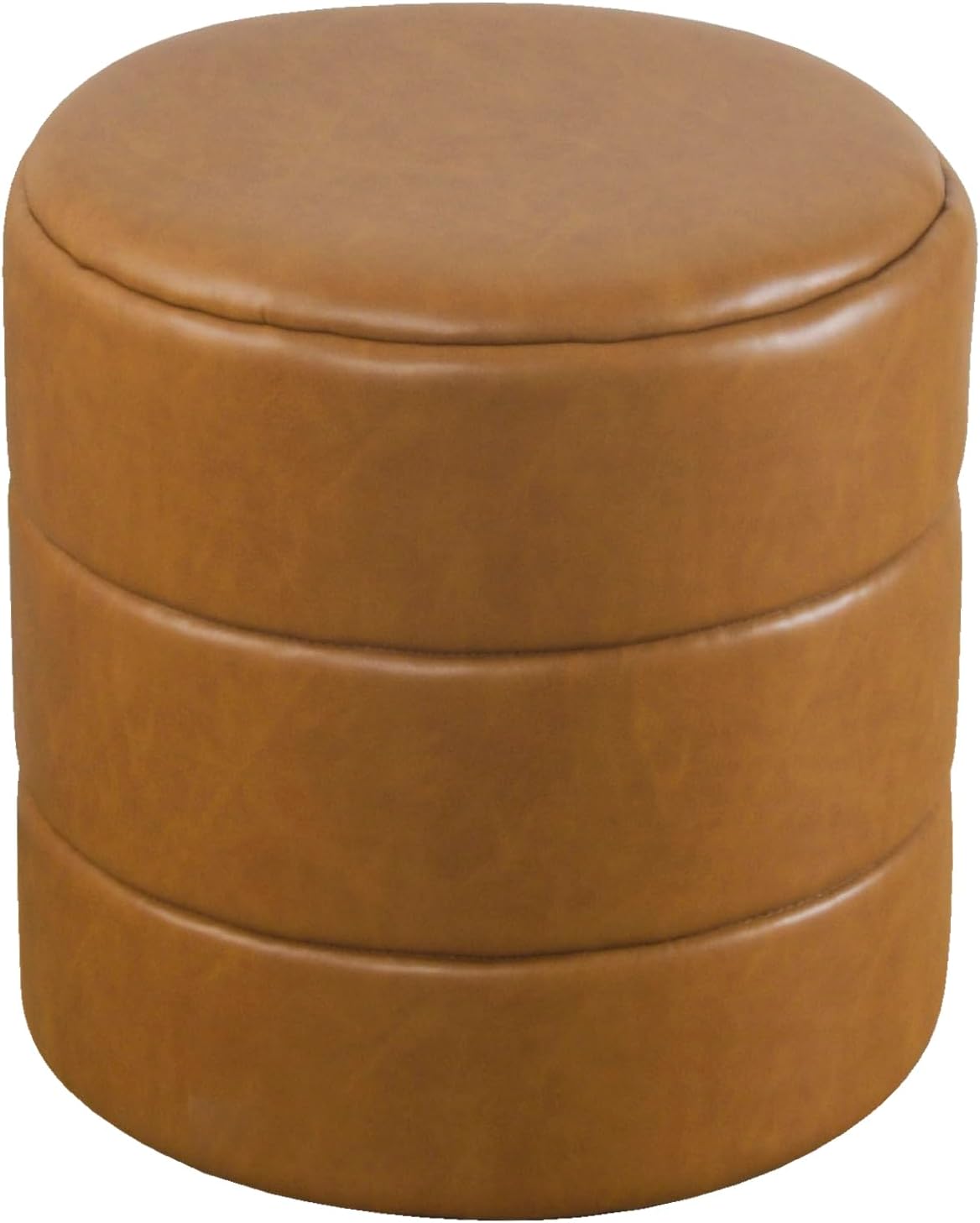 HomePop Otomana redonda tapizada de piel sintética para decoración del hogar  Reposapiés otomana – Carmel Brown