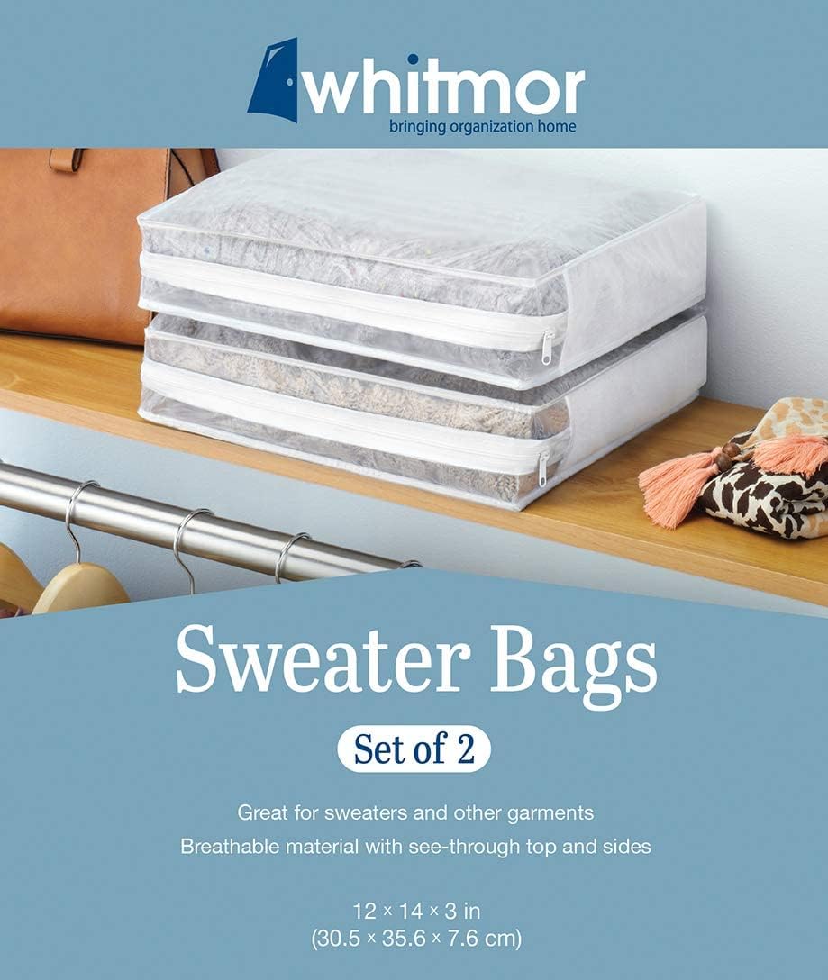 Whitmor Juego de 2 bolsas para suéter, color blanco, 2 unidades (paquete de 2)
