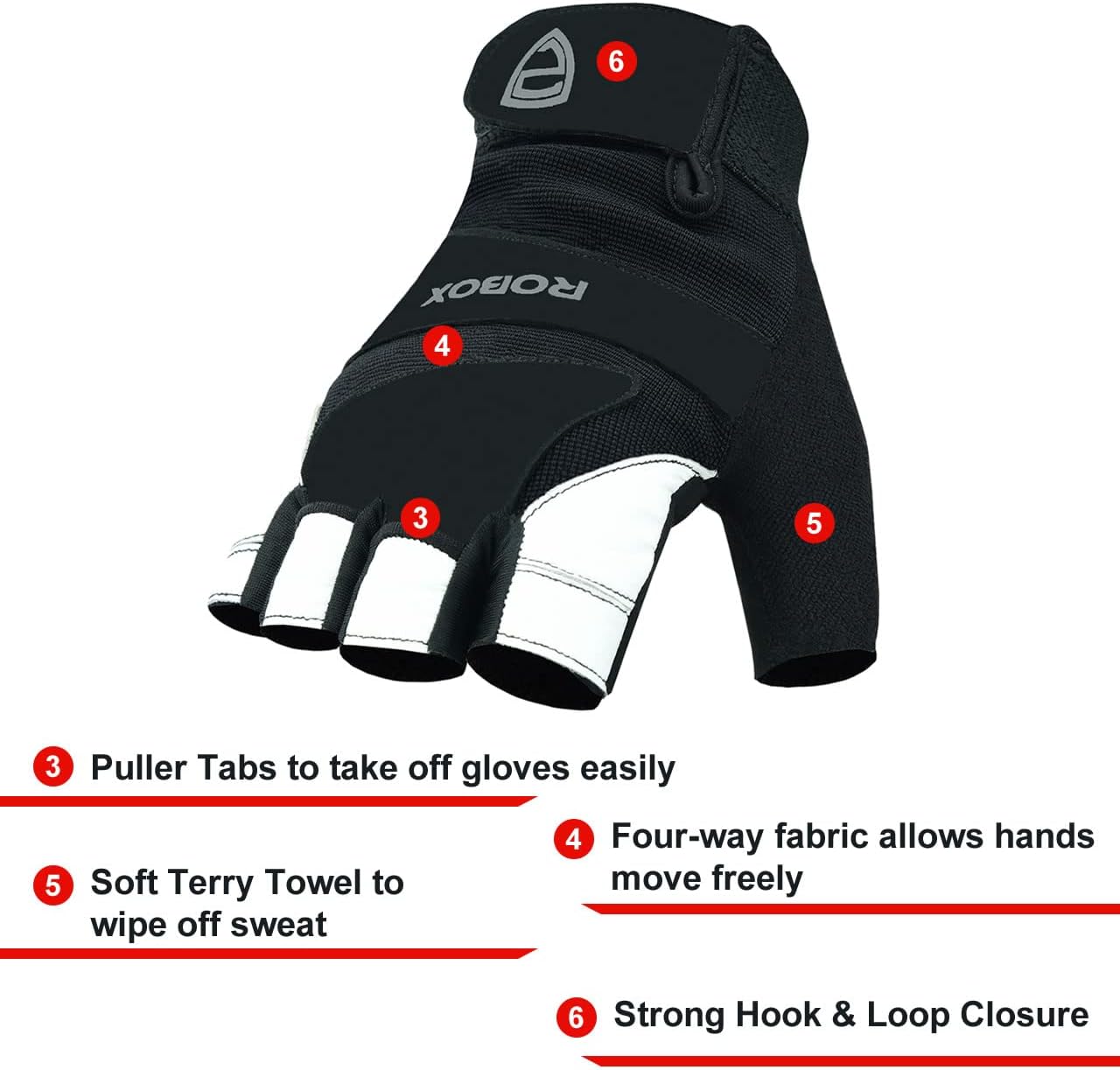 ROBOX Guantes de entrenamiento para hombres y mujeres  Guantes de entrenamiento reforzados para ejercicios de palma para levantamiento de pesas