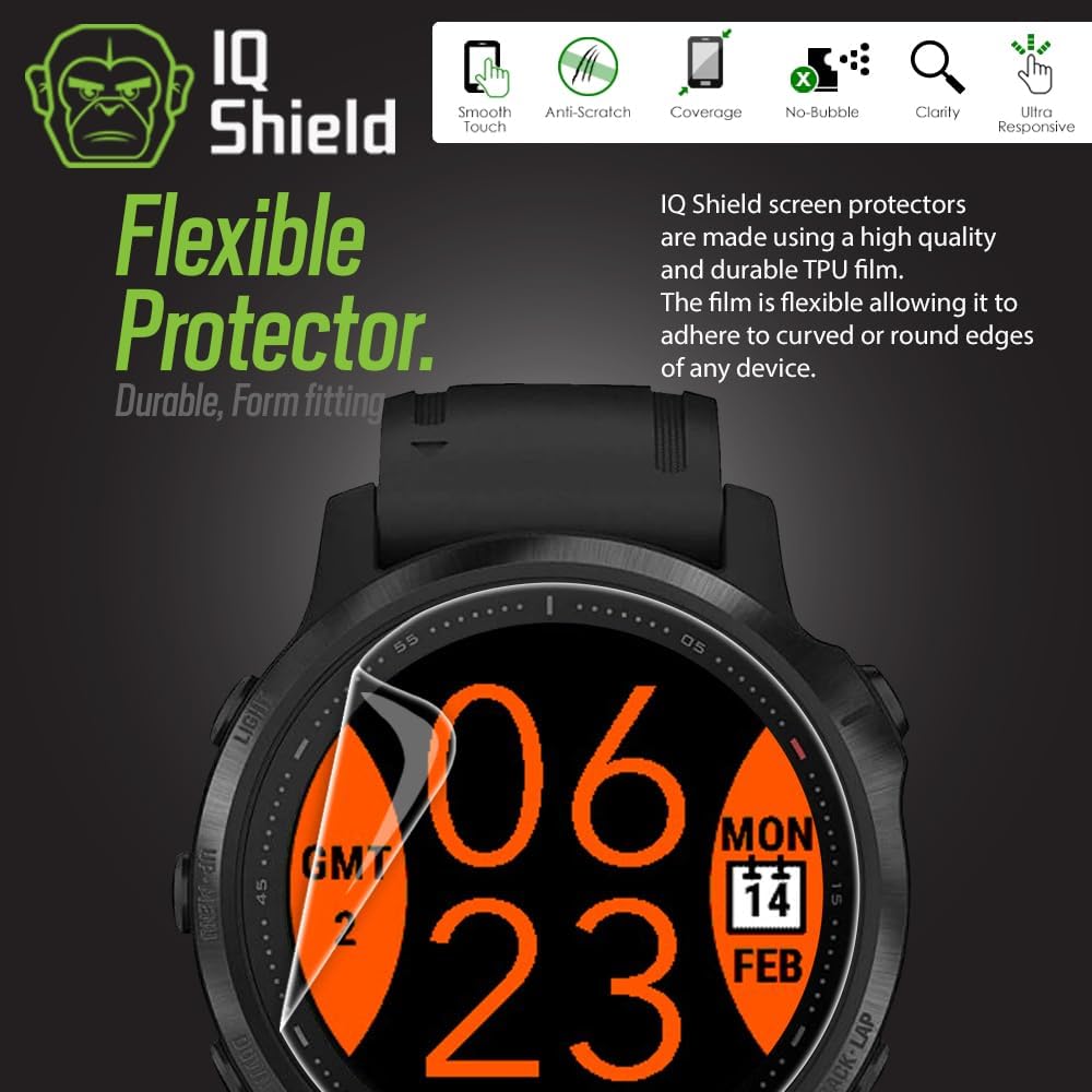 IQShield Protector de pantalla compatible con Garmin Fenix 6S  Fenix 6S ProFenix 6S SapphireFenix 6S Pro Solar (paquete de 6) película de TPU