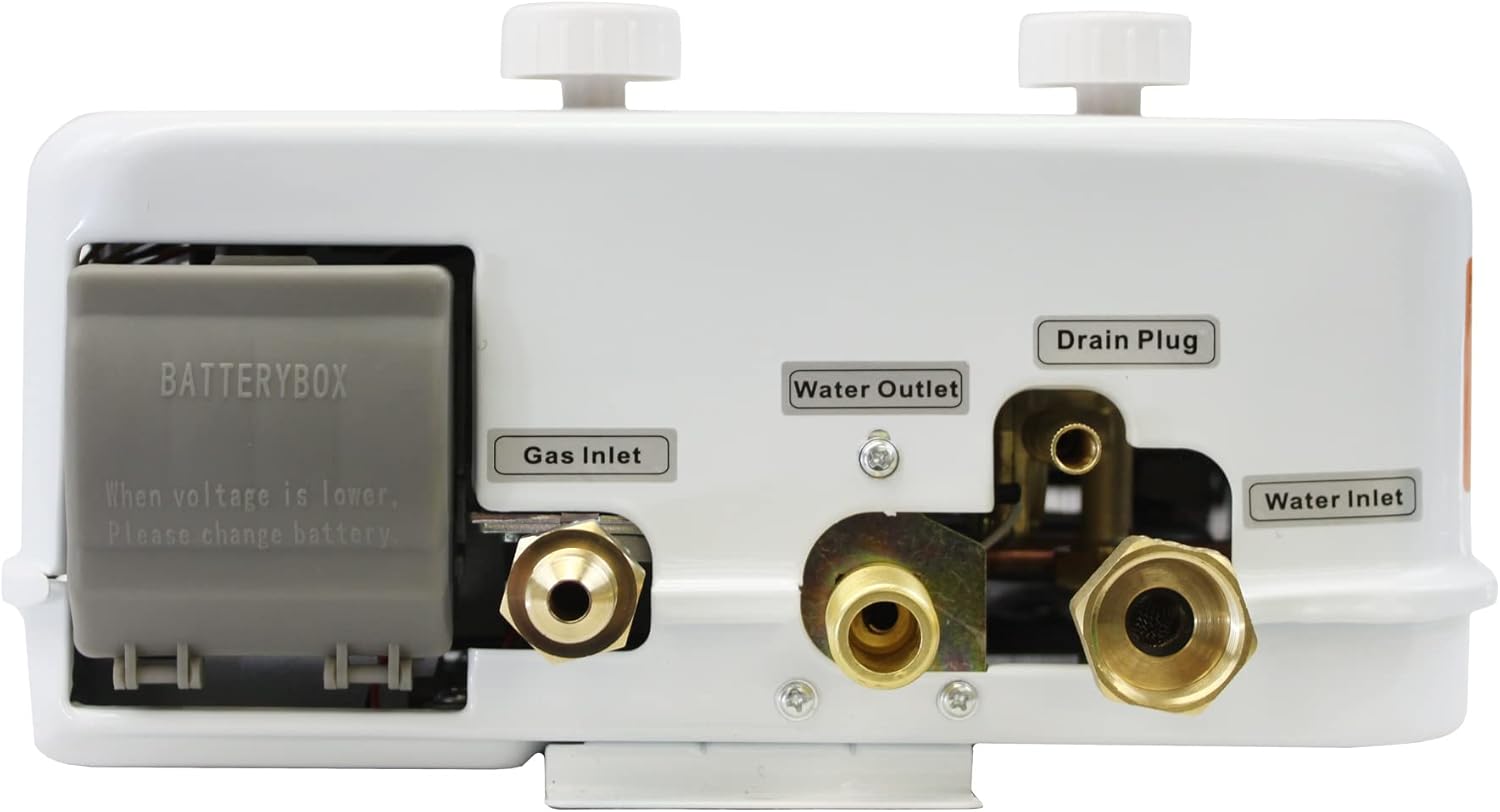 Flame King YSNAZ132 – Calentador de agua portátil sin tanque de gas propano 5L 1.32GPM a 34,000 BTU, ducha instantánea de agua caliente al aire