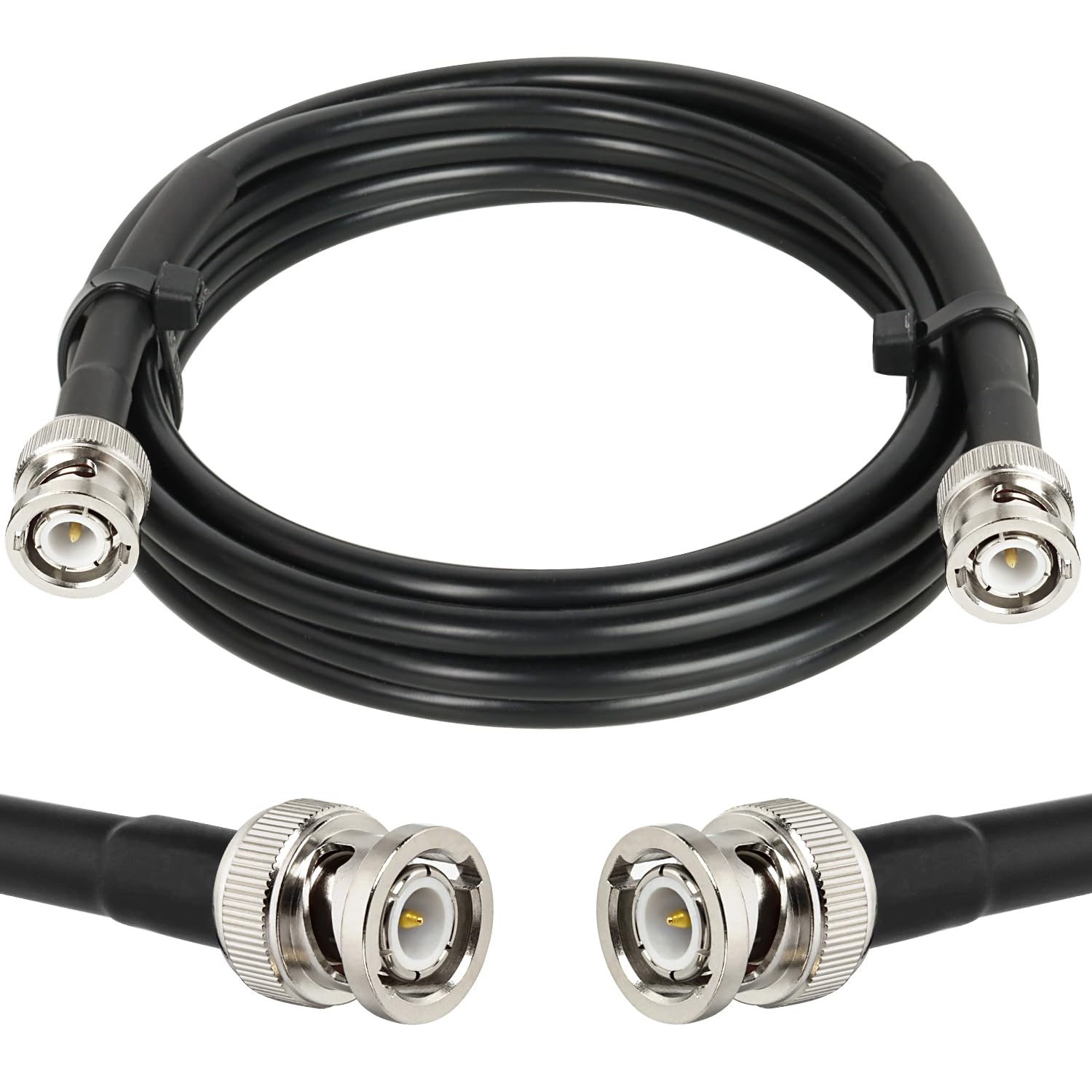 Cable coaxial BNC macho a BNC macho de 5 pies, cable coaxial RG58 de 50 ohmios con conectores BNC