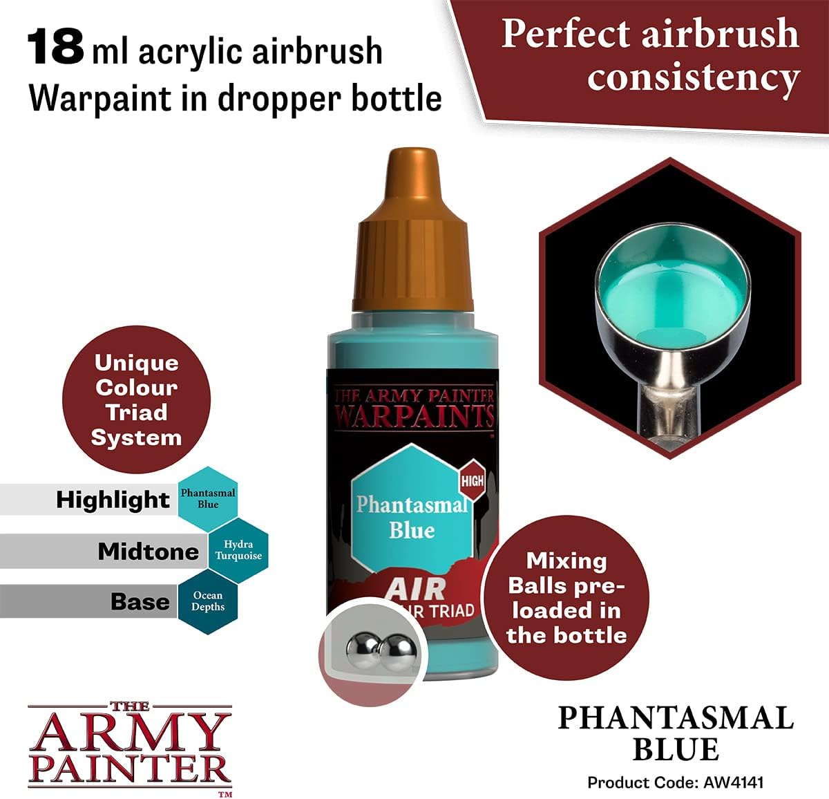 The Army Painter Warpaints Air Phantasmal Blue – Pintura no tóxica a base de agua para aerógrafo – pintura acrílica e imprimación para juegos de rol