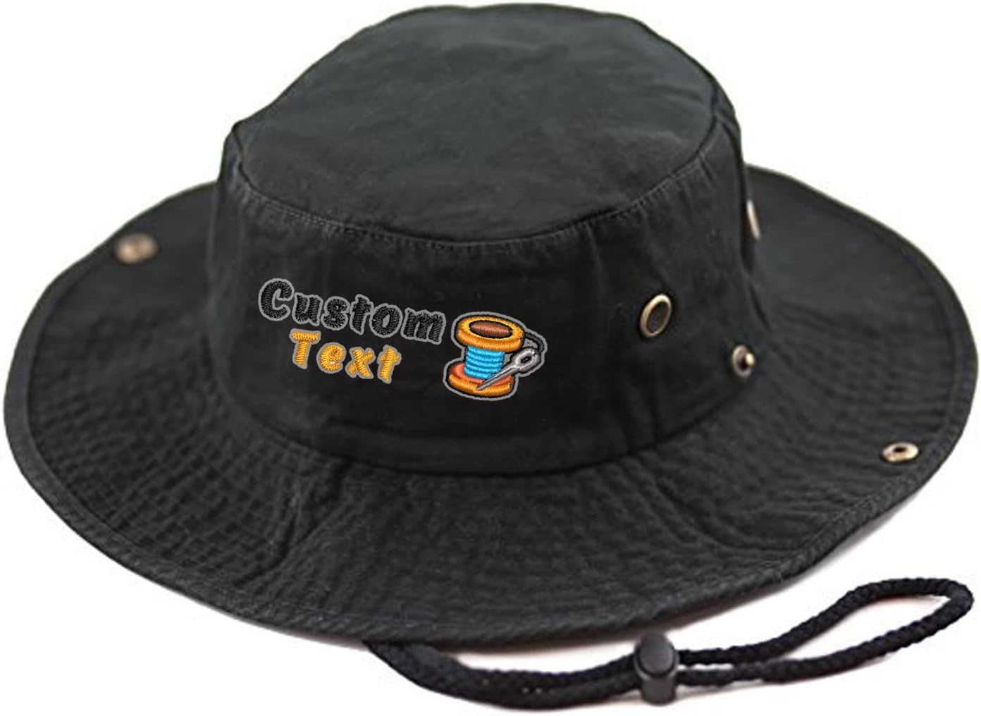 Logotipo bordado personalizado y texto Boonie sombrero de sol para hombre, protección UV, cubo al aire libre, sombrero de pesca para senderismo,