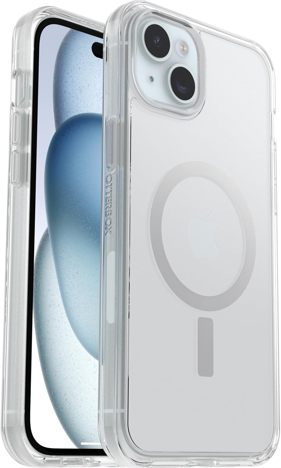 OtterBox Funda transparente para iPhone 15 Plus y iPhone 14 Plus Symmetry Series, (transparente), se ajusta a MagSafe, ultra elegante, bordes