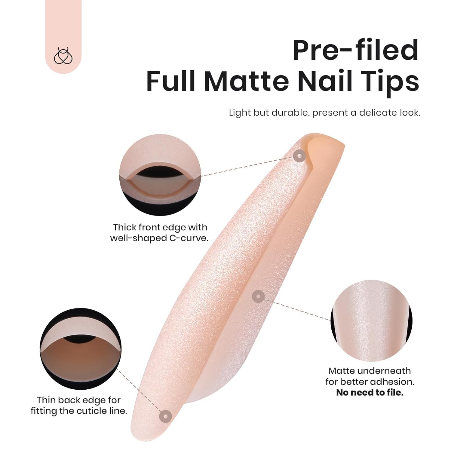 Beetles – Kit de uñas de gel de fácil extensión, color rosa nude, degradado, ataúd medio, cobertura completa, 240 puntas de uñas acrílicas postizas