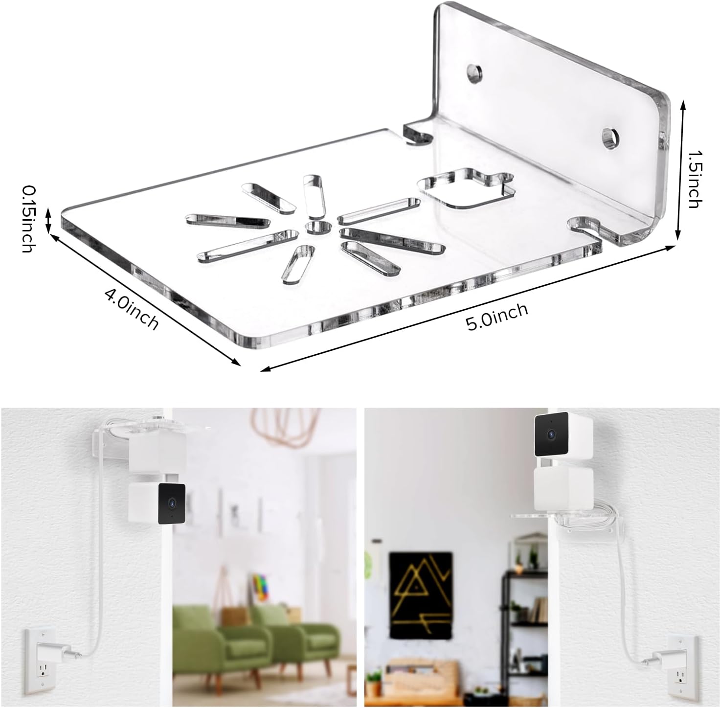 Paquete de 2 soportes de pared transparentes compatibles con Wyze Cam Pan V3, Wyze Cam Pan V2, soporte de montaje acrílico giratorio de 360 grados