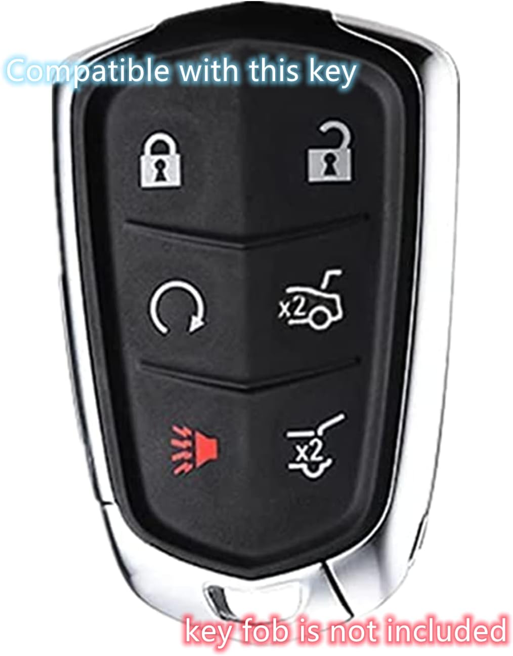 UOKEY Funda de silicona para llavero compatible con Cadillac Escalade 2015-2019, Escalade ESV. Número de pieza HYQ2AB  HYQ2EB (6 botones)