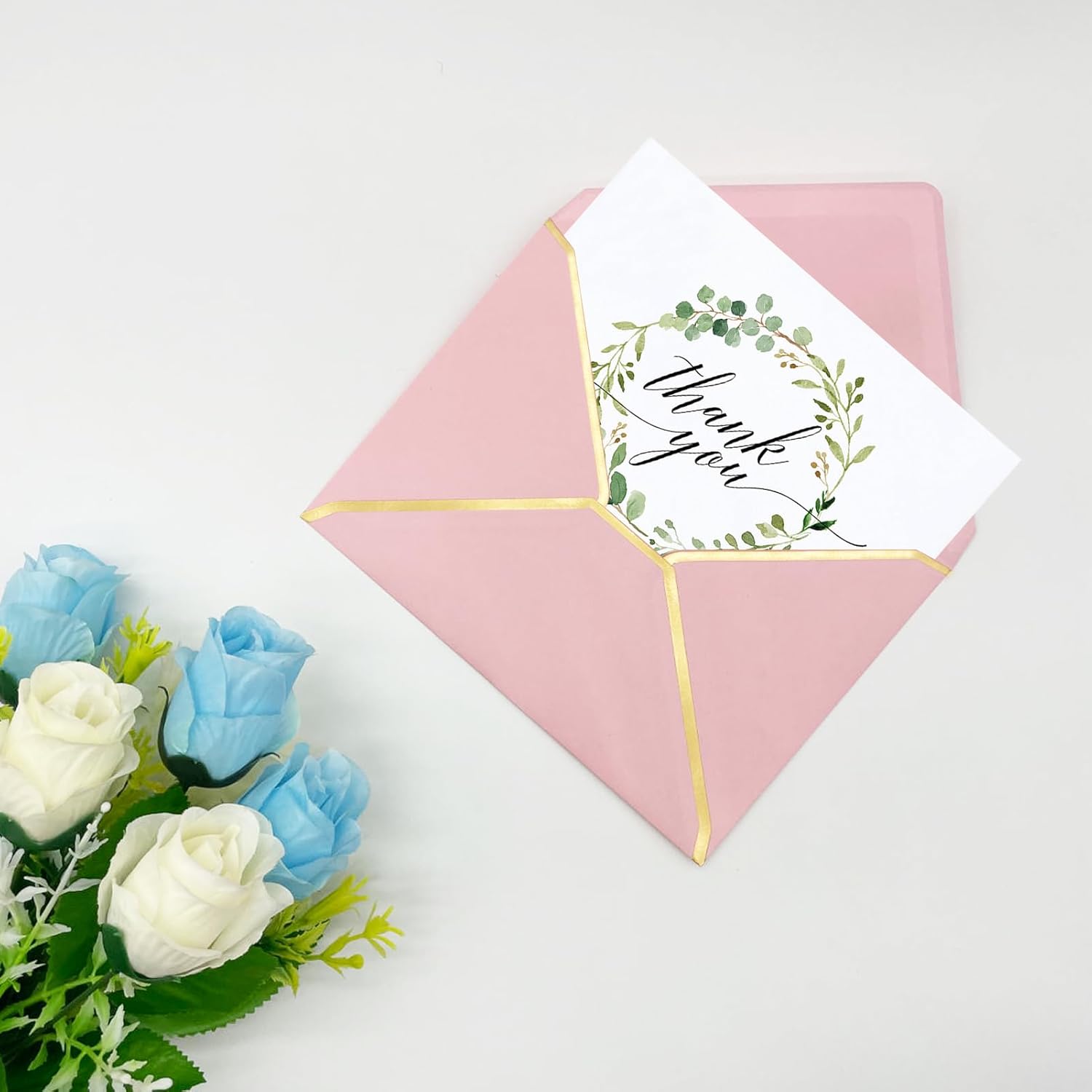 Sobres de 5 x 7 pulgadas para invitaciones con borde dorado, paquete de 50 sobres A7 con solapa en V, sobres de tarjetas de felicitación