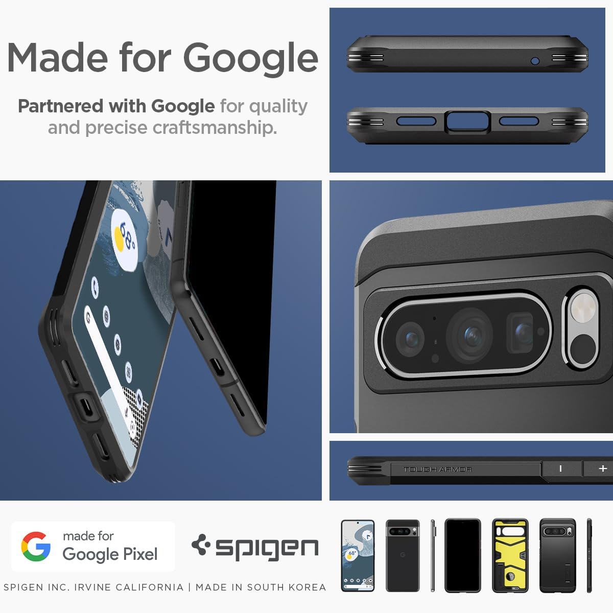 Spigen Tough Armor diseñado para Pixel 8 Pro Case (2023) – Negro
