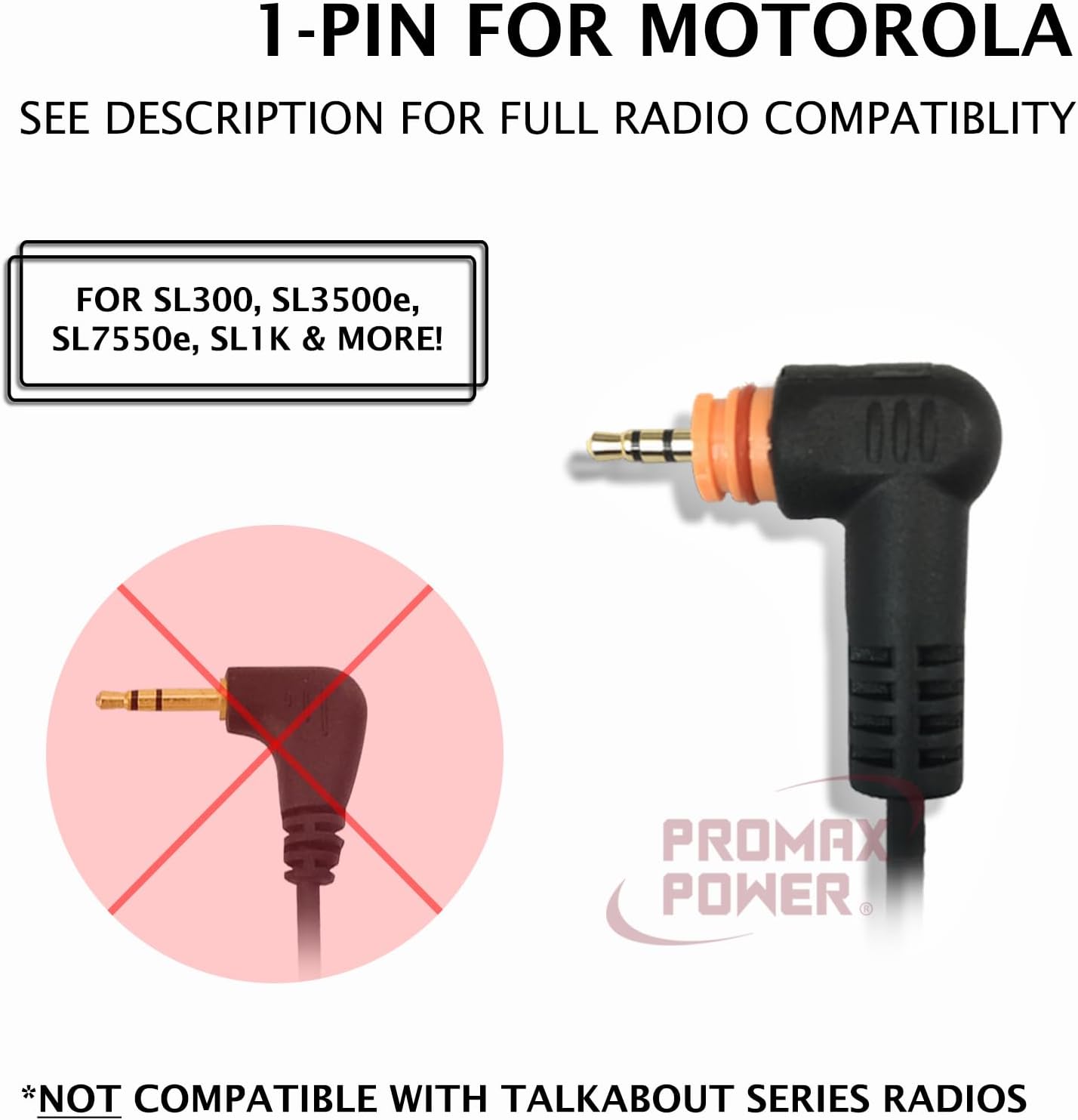 PROMAXPOWER Auricular de tubo transparente acústico de seguridad FBI de 1 cable con micrófono PTT para radios bidireccionales Motorola PMLN7157A,