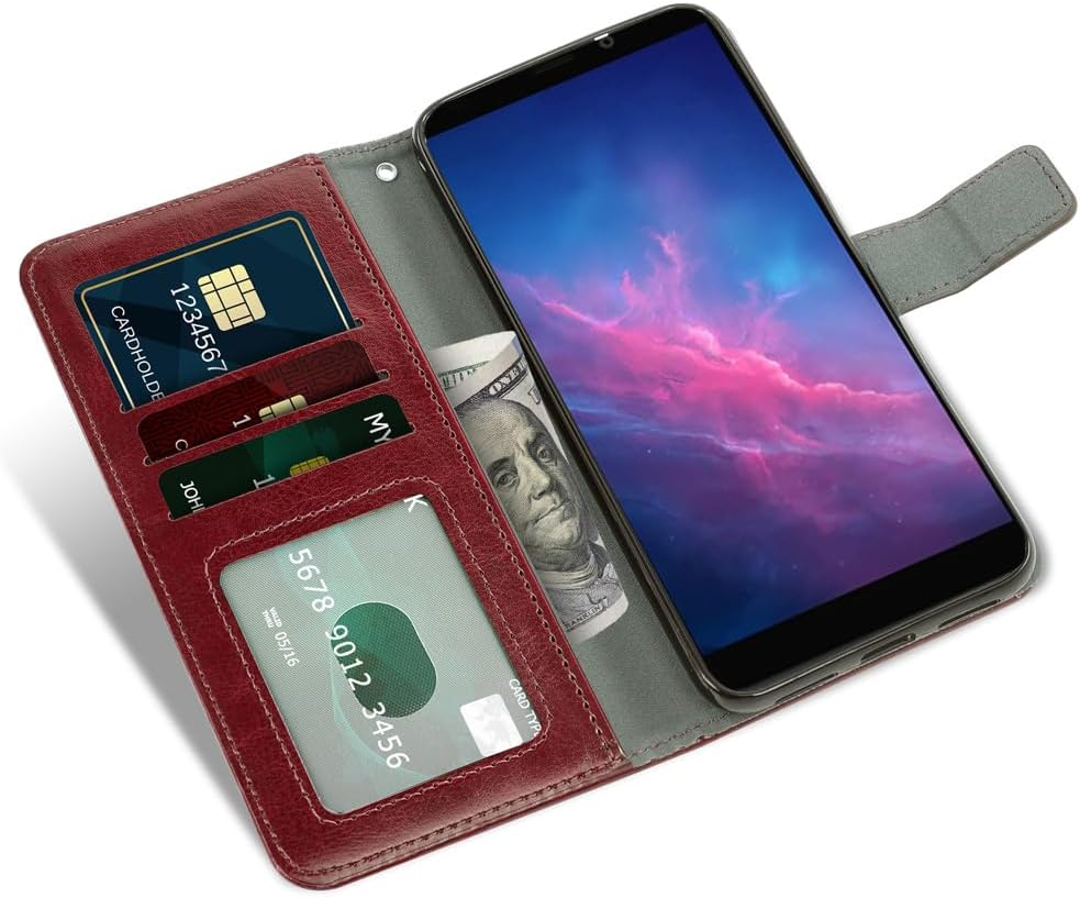 Asuwish Funda tipo cartera compatible con Cloud Mobile Stratus C7, protector de pantalla de vidrio templado y funda de cuero con tapa para tarjetas,