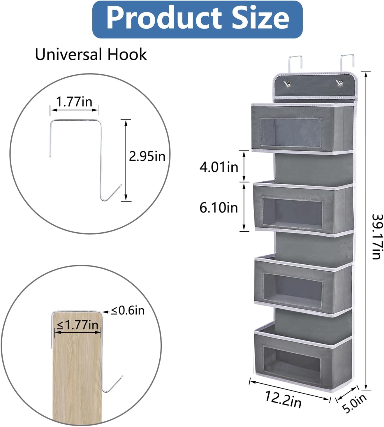 Organizador colgante de 4 estantes para colgar sobre la puerta, almacenamiento de montaje en pared para dormitorio, organizador de puerta con