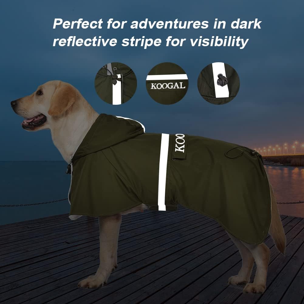 Impermeable para perros grandes para mascotas, poncho impermeable para perros medianos y grandes, chaqueta de ropa (2XL, verde)