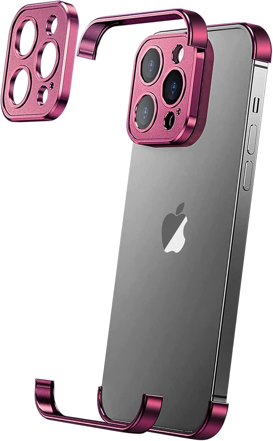 Losin Funda compatible con iPhone 15 Pro Max con protector de lente de cámara, metal de aluminio, sin marco, diseño sin bordes, delgada y ligera, a