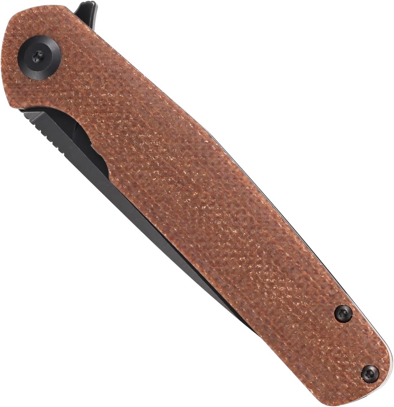 Sitivien Cuchillo plegable ST102, hoja de acero D2+mango Micarta EDC herramienta cuchillo para exteriores, camping, caza, supervivencia (marrón)