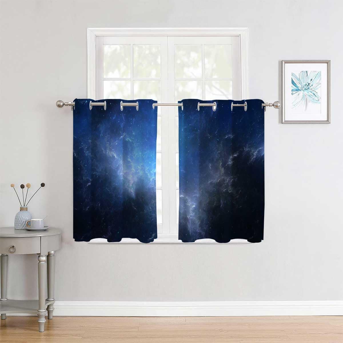 Wide Curtains Universe Planet Closet Curtain Cortinas para Ventanas De Cuarto 63Inch Width by 80Inch Length,2 Panels